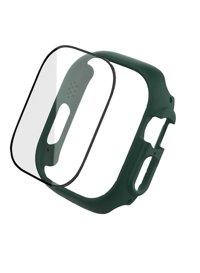 2 in-1 Silicone Watch Band & Protective Case with Tempered Glass for Watch Series 7 - (Dark Green, 41mm) - Image 2
