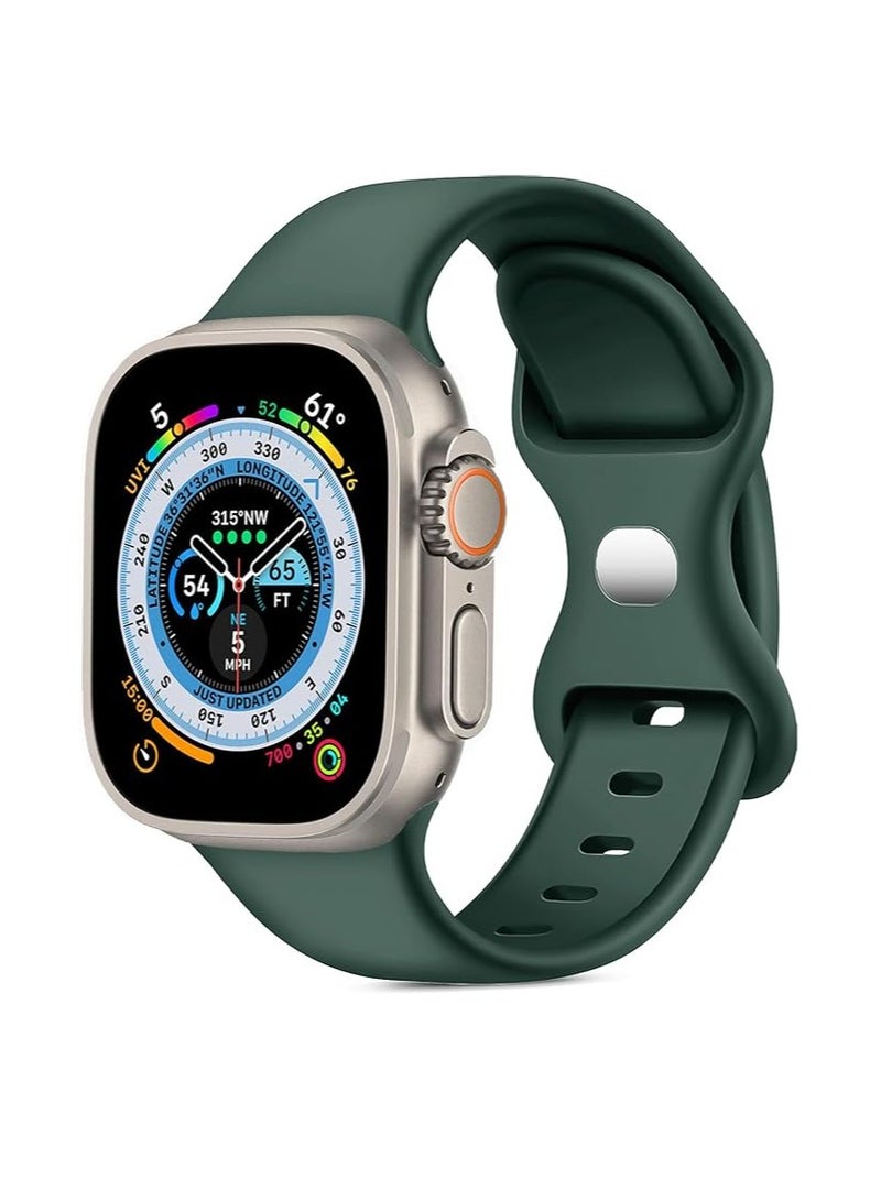 2 in-1 Silicone Watch Band & Protective Case with Tempered Glass for Watch Series 7 - (Dark Green, 41mm) - Image 3