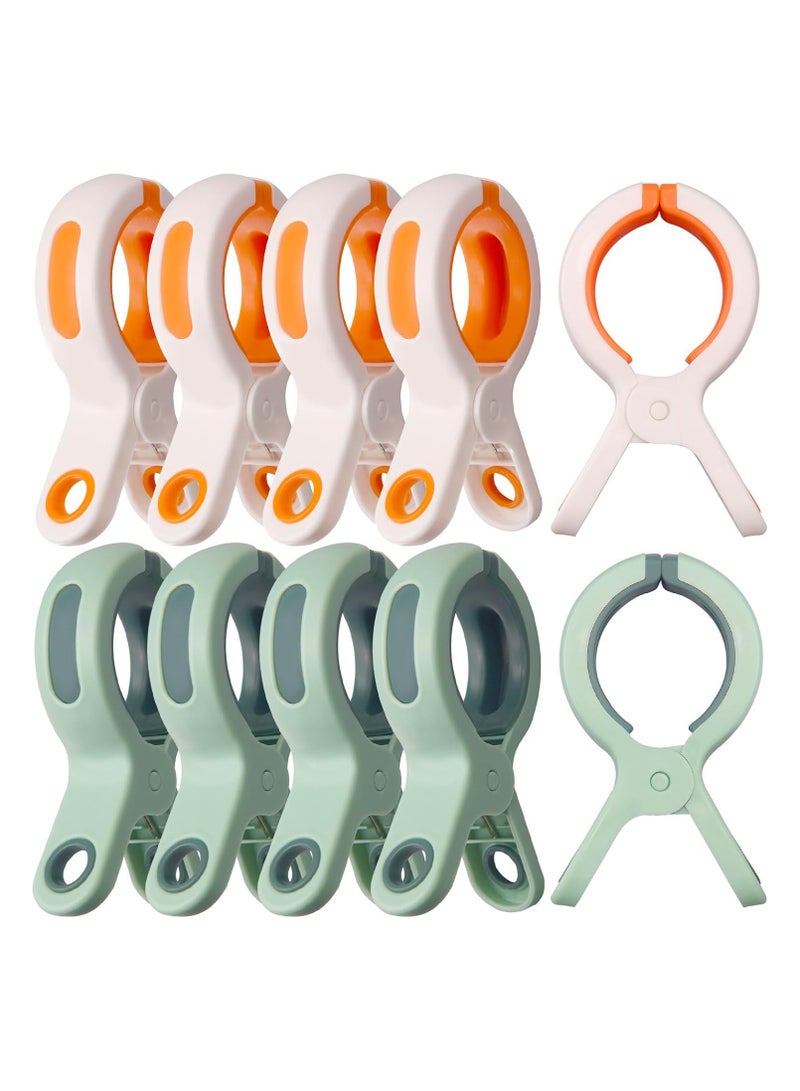 10Pc Beach Towel Clips, Pegs for Clothes Hanging Laundry Clips Clothes Clips Drying (White+Green) - Image 1