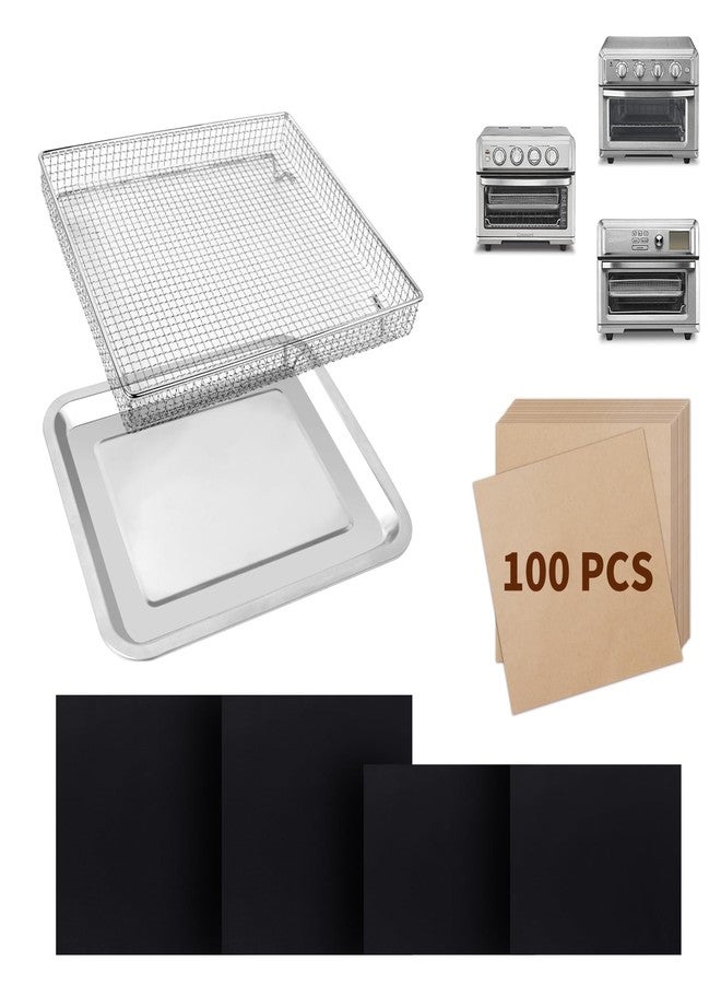 SIUDANGKA Air Fryer Basket for Oven Air Fryer Accessories for Cuisinart Air Fryer Toaster Oven, Baking Set with Air Fryer Basket Pan Parchment Paper Disposable Airfryer Liner for Cuisinart TOA-60/TOA-65 - Image 1