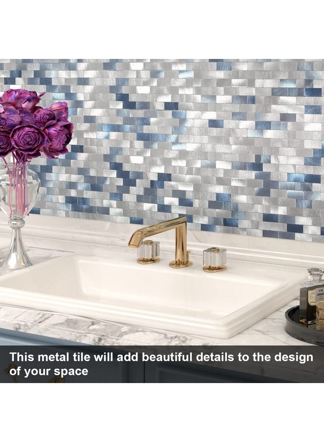 Benice Peel And Stick Backsplash Kitchen Backsplash Tiles Peel And Stick Metal, Bathroom Wall Tiles Stickers Blue(10Sheets) - Image 3