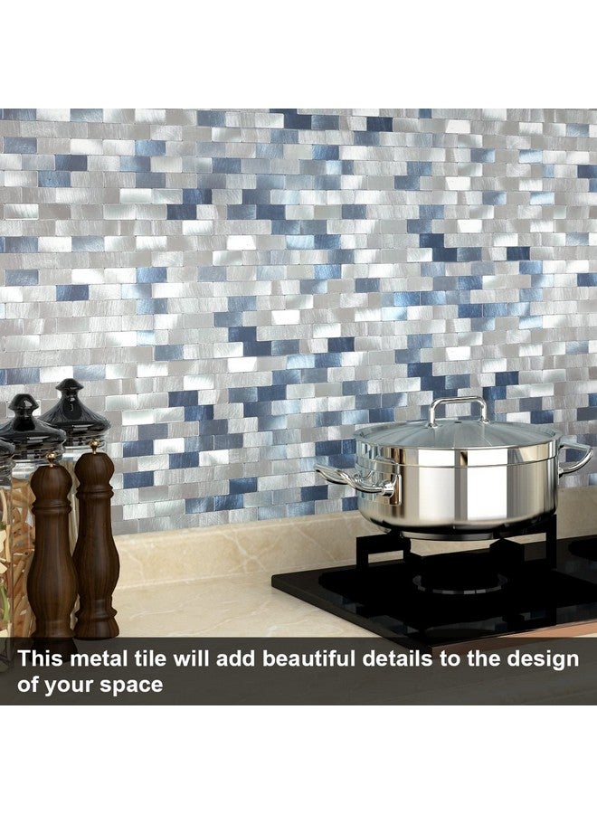 Benice Peel And Stick Backsplash Kitchen Backsplash Tiles Peel And Stick Metal, Bathroom Wall Tiles Stickers Blue(10Sheets) - Image 5