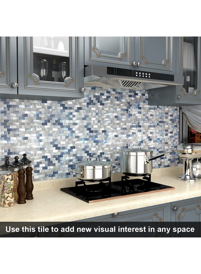 Benice Peel And Stick Backsplash Kitchen Backsplash Tiles Peel And Stick Metal, Bathroom Wall Tiles Stickers Blue(10Sheets) - Image 4