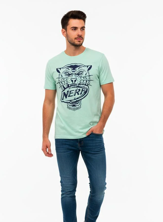 Take Two Nerf Men Green Graphic Print Crew Neck T-Shirt