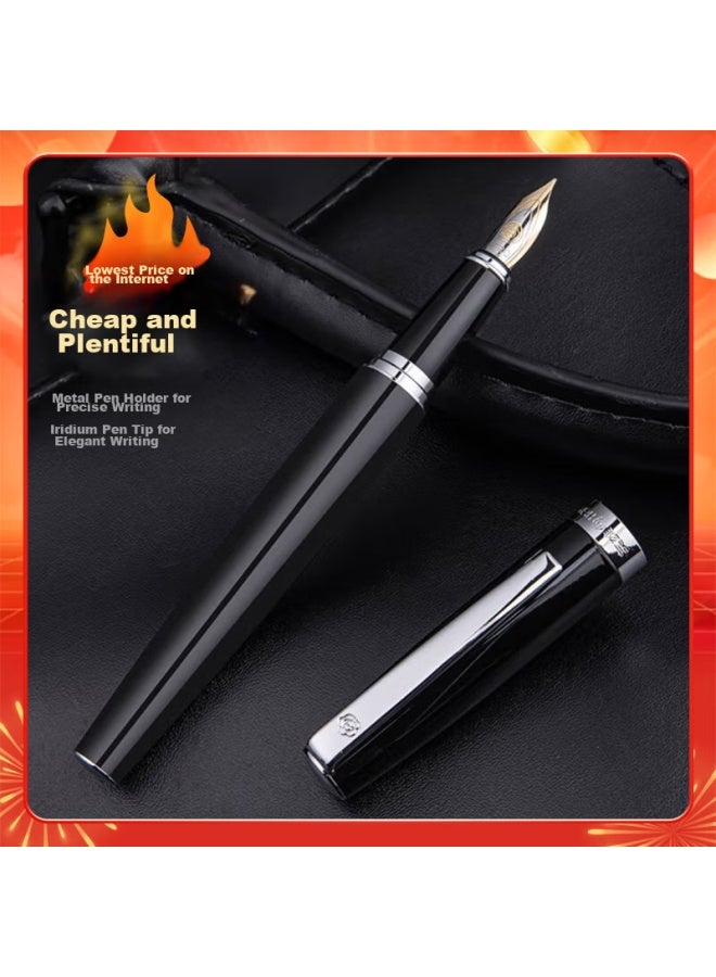 Hero Fountain Pen 382, Business Office Student Daily Writing Iridium Gold Signature Ink Pen, Fine Nib, Black - Image 1