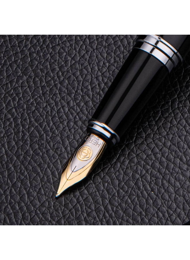 Hero Fountain Pen 382, Business Office Student Daily Writing Iridium Gold Signature Ink Pen, Fine Nib, Black - Image 2