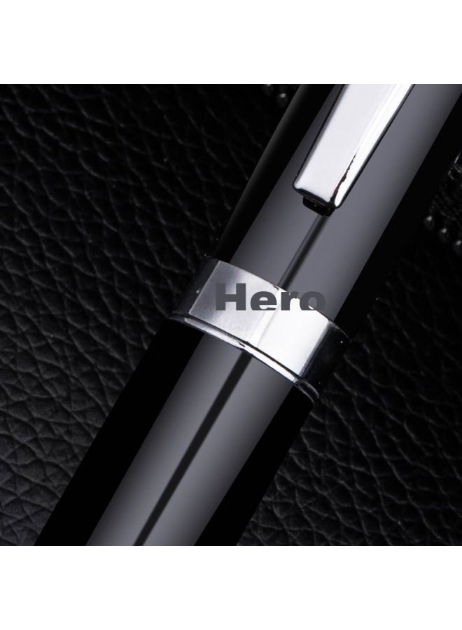 Hero Fountain Pen 382, Business Office Student Daily Writing Iridium Gold Signature Ink Pen, Fine Nib, Black - Image 3