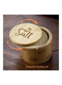 واي آند دي صندوق ملح من الخيزران صديق للبيئة لون خشبي 10x8x8سم  - Image 4
