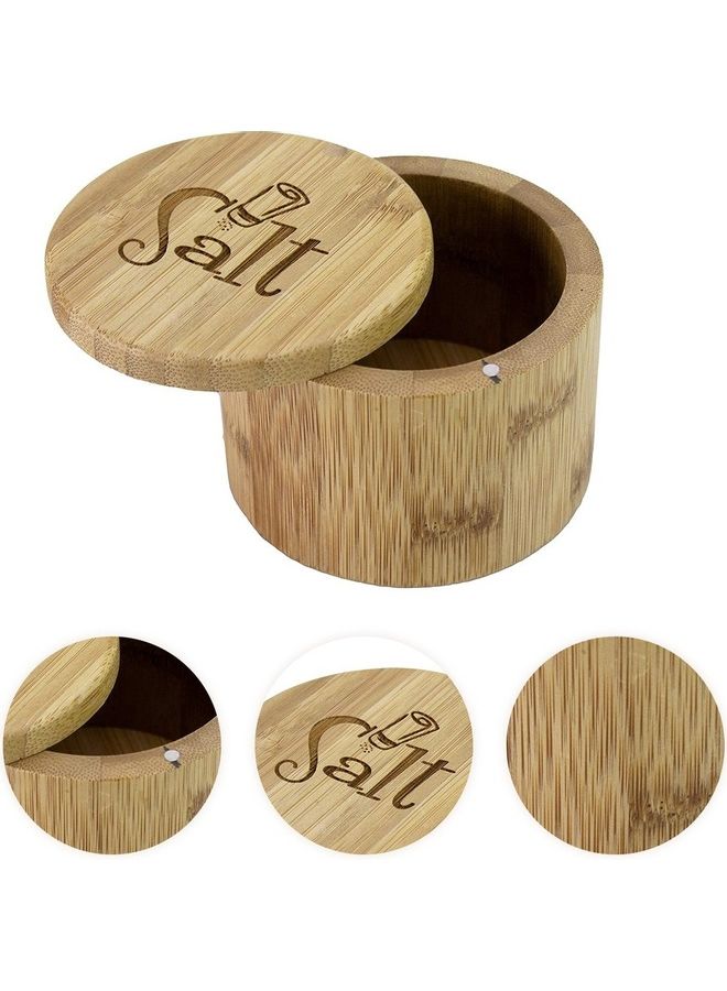 Y&D Environmentally Friendly Bamboo Salt Box Wood Color 10x8x8cm  - Image 5