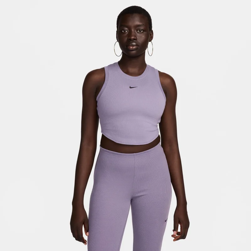 Nike Women's Sportswear Chill Tight Cropped Mini-Rib Tank Top
