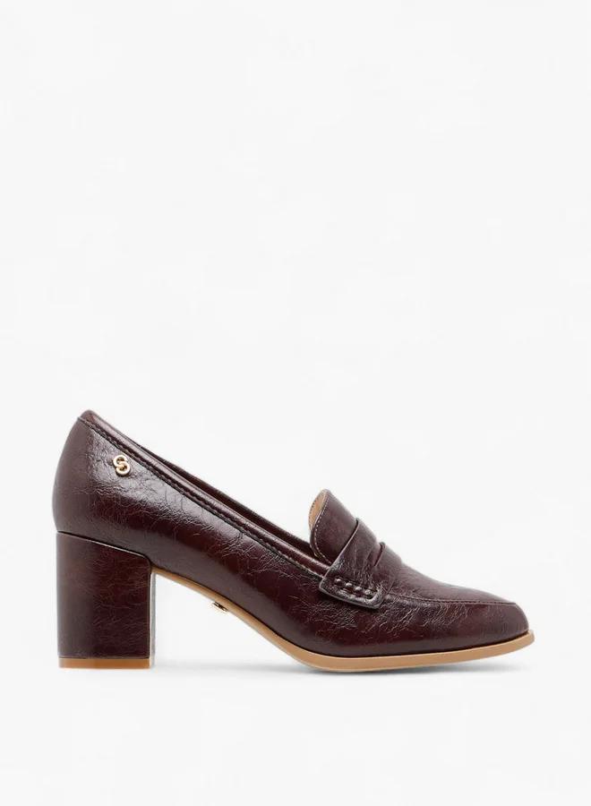Celeste Women's Textured Slip-On Loafers with Block Heels