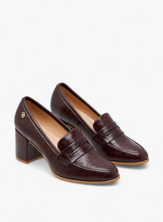 Celeste Women's Textured Slip-On Loafers with Block Heels