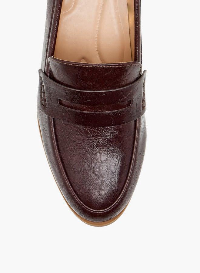 Celeste Women's Textured Slip-On Loafers with Block Heels - Image 4