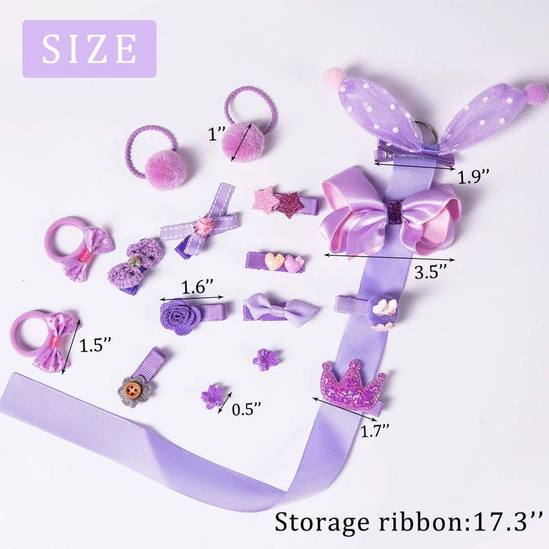 kapimo Fancy Hair Clips for Baby Girls Toddlers Assorted Stylish Fashion Hair Accessories 18 pieces Gifts Set Box (PURPLE) - Image 2