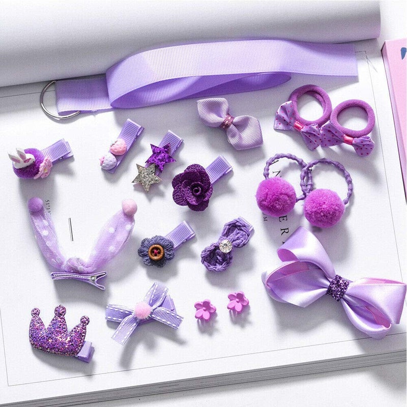 kapimo Fancy Hair Clips for Baby Girls Toddlers Assorted Stylish Fashion Hair Accessories 18 pieces Gifts Set Box (PURPLE) - Image 5
