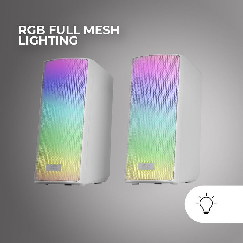 MARS GAMING MARSGAMING MSRGB2, Bluetooth 5.3 Speaker 15 W, DSP Sound Processor, Dynamic RGB Lighting, Full Mesh Front, Compact Speaker with Control Box, 3.5 mm Jack and USB Port, White - Image 3
