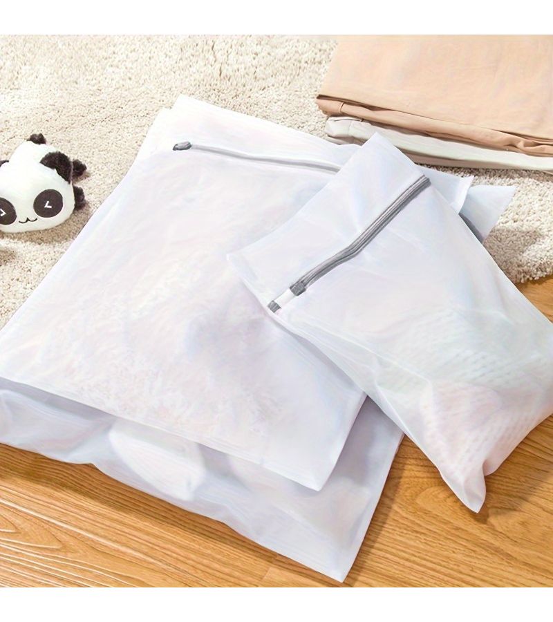 Set Of 3 Mesh Laundry Bags For Delicate Clothing Washing Machine Use Gray - Image 1