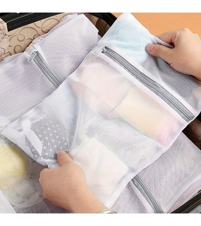 Set Of 3 Mesh Laundry Bags For Delicate Clothing Washing Machine Use Gray - Image 5