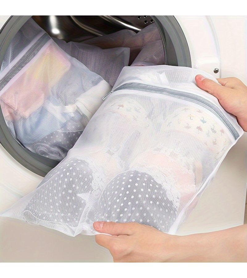 Set Of 3 Mesh Laundry Bags For Delicate Clothing Washing Machine Use Gray - Image 4