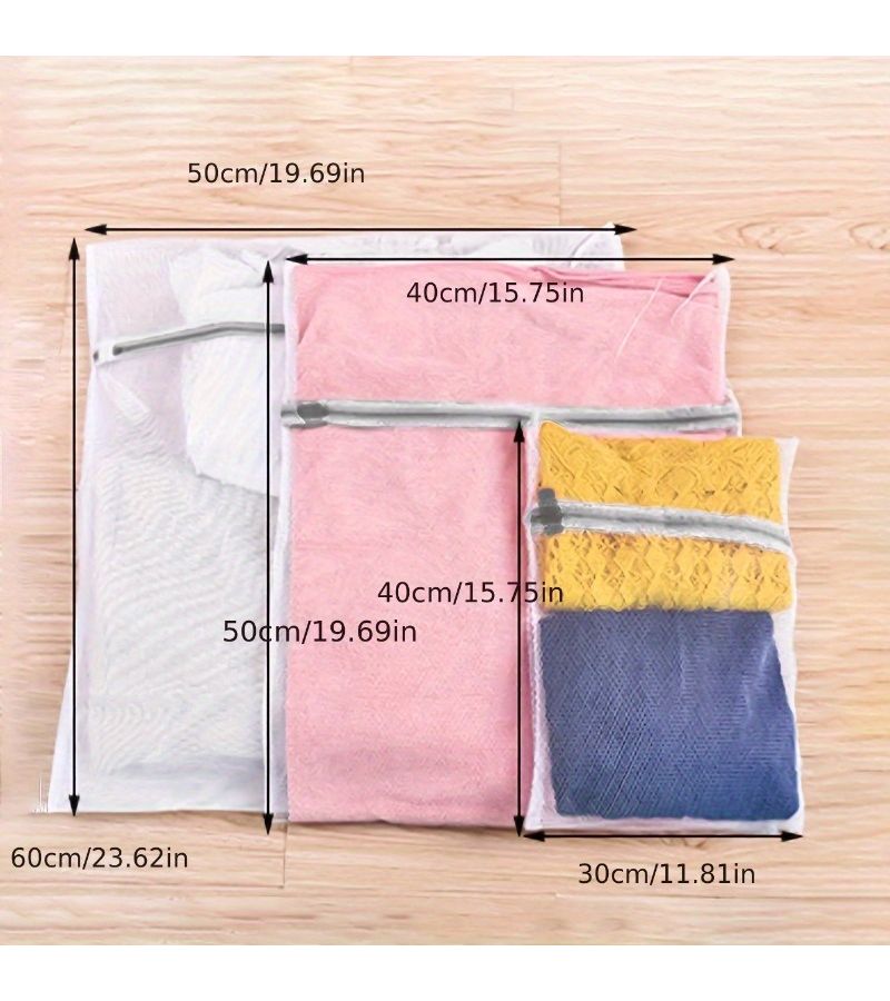 Set Of 3 Mesh Laundry Bags For Delicate Clothing Washing Machine Use Gray - Image 2