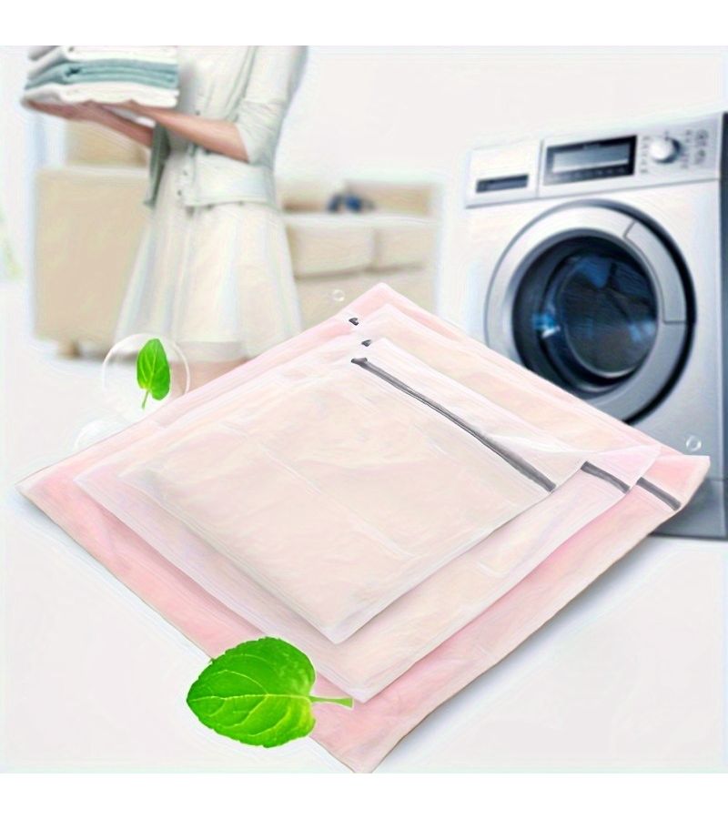 Set Of 3 Mesh Laundry Bags For Delicate Clothing Washing Machine Use Gray - Image 3