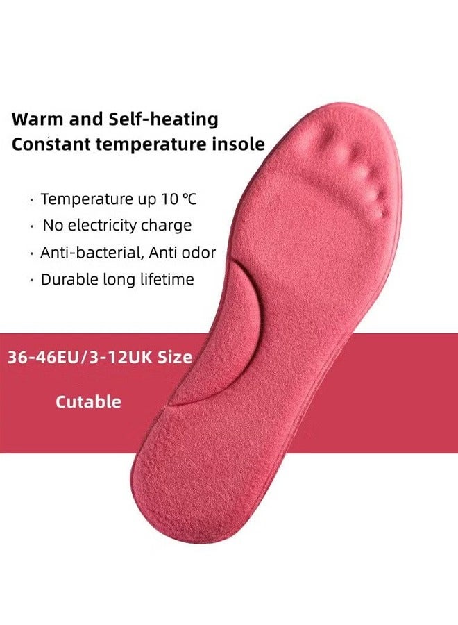 HY 2 Pairs Self-Heating Insoles, Feet Warm Memory Foam Arch Support Insoles Winter Sports Shoes Self-heating Shoe Pads, for Trainers, Sports, Warm Health Gift Women and Men (Pink+Yellow, 39-40)  - Image 2