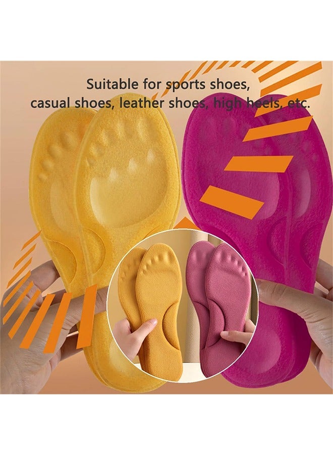 HY 2 Pairs Self-Heating Insoles, Feet Warm Memory Foam Arch Support Insoles Winter Sports Shoes Self-heating Shoe Pads, for Trainers, Sports, Warm Health Gift Women and Men (Pink+Yellow, 39-40)  - Image 3