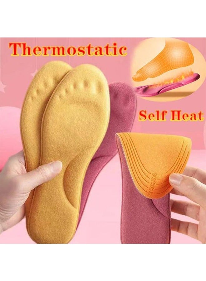 HY 2 Pairs Self-Heating Insoles, Feet Warm Memory Foam Arch Support Insoles Winter Sports Shoes Self-heating Shoe Pads, for Trainers, Sports, Warm Health Gift Women and Men (Pink+Yellow, 39-40)  - Image 4