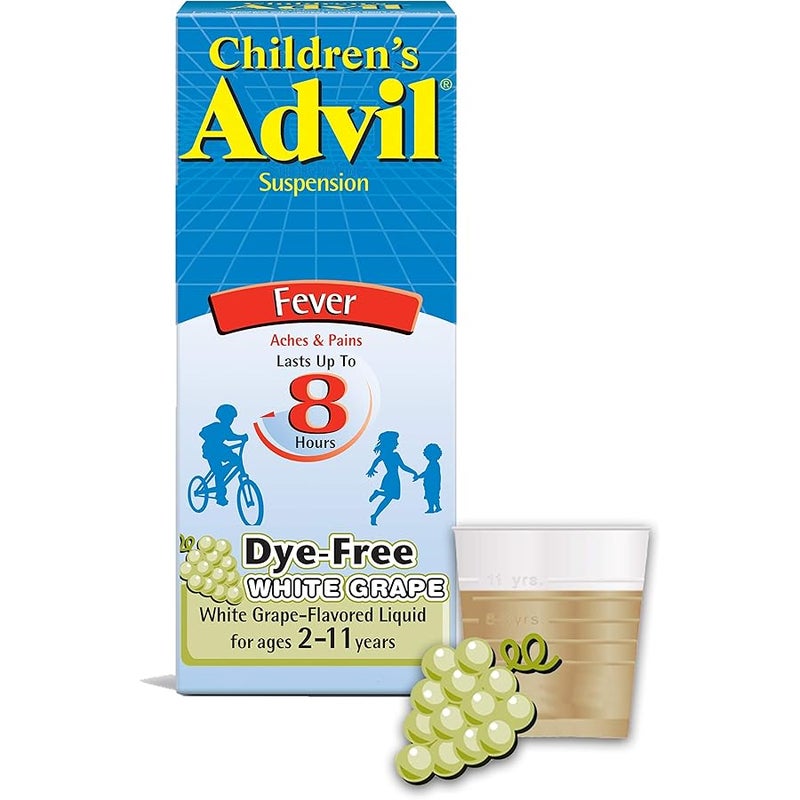 Advil Children’s  Liquid Pain Relief Medicine and Fever Reducer, 100 Mg Children's Ibuprofen for Ages 2-11, White Grape - 4 Fl Oz - Image 1