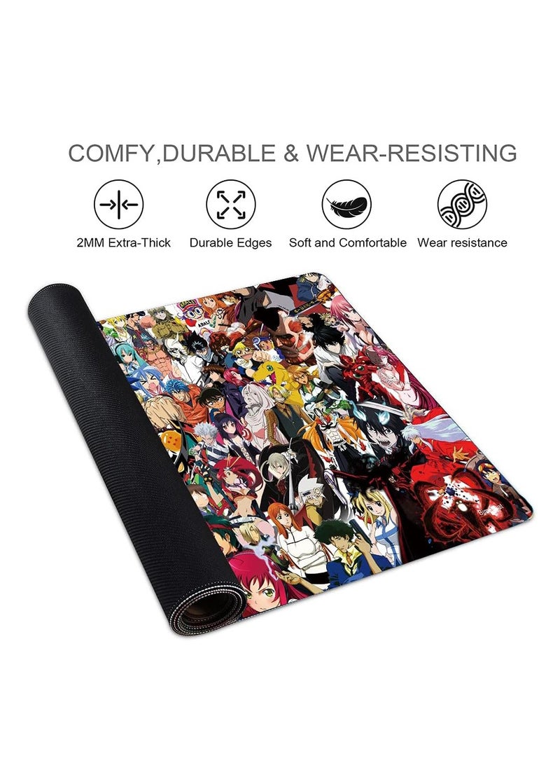 Large Mouse Pad, Anime style(60cm x 30cm x 2mm), HD Print Pattern Desk Mat, Extended Mouse Pad and Keyboard Mouse Pads, Waterproof Fabric Surface Mouse Pads for Office, Anti-Slip Rubber Base