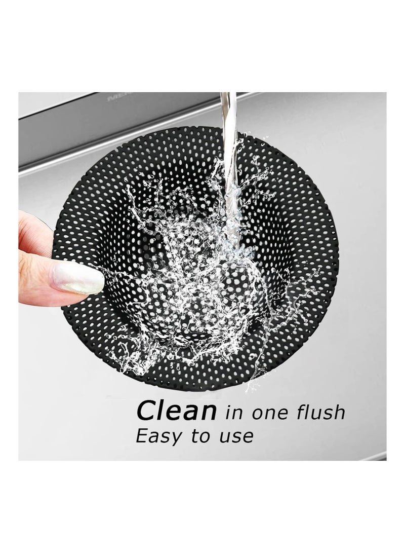 2 قطعة مصفاة حوض مطبخ سوداء بحافة عريضة قطرها 4.5 بوصة مصفاة تصريف حوض من الفولاذ المقاوم للصدأ مخصصة لمعظم تصريفات الأحواض، مقاومة للانسداد وخالية من الصدأ - Image 3