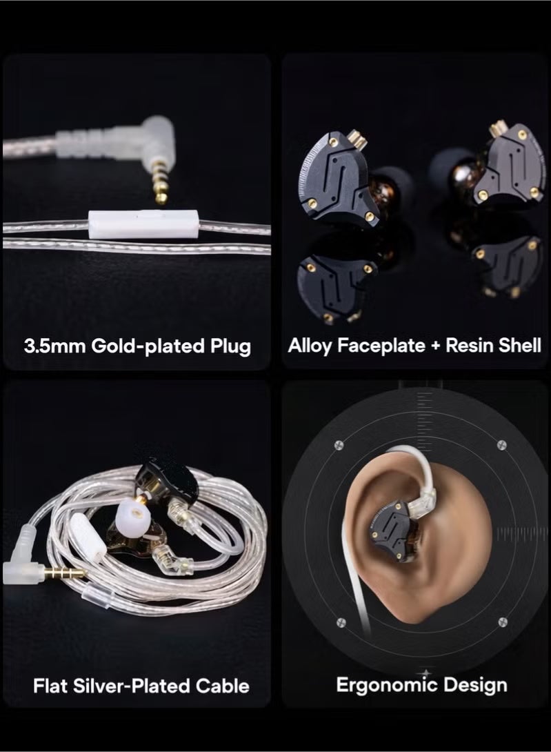 KZ ZSN Pro X Dual Driver 1BA+1DD Hybrid Metal Earphones HiFi in-Ear Monitor with Detachable 2Pin Cable, Zinc Alloy Faceplate (With Mic, Black) - Image 2