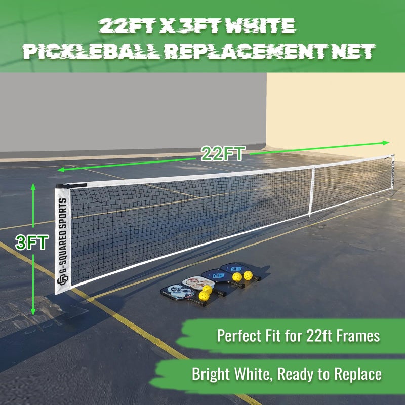 G-SQAURED Pickleball Replacement Net 22ft x 3ft - Indoor/Outdoor Use, Fits Most Free-Standing Pickle Ball Frames(Net Only) - Image 1