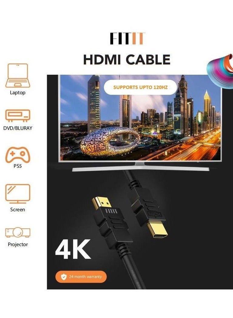 FITIT كابل HDMI FITIT 4K بريميوم، بطول 2م، 120 هرتز أسود - Image 2