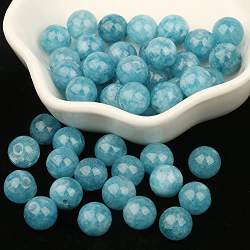 Yochus 35pcs Blue Chalcedony Stone Beads，10mm Healing Power Natural Stone Round Loose Beads for Jewelry Making Earring Necklace DIY Crafts - Image 5