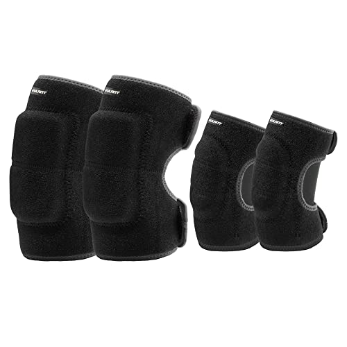 EULANT Adjustable Soft Elbow Pads and Knee Pads for Kids, Child Protective Pad Sets for Bicycle Roller Skating Basketball Football Volleyball Dancing Kneeling,Black M - Image 1
