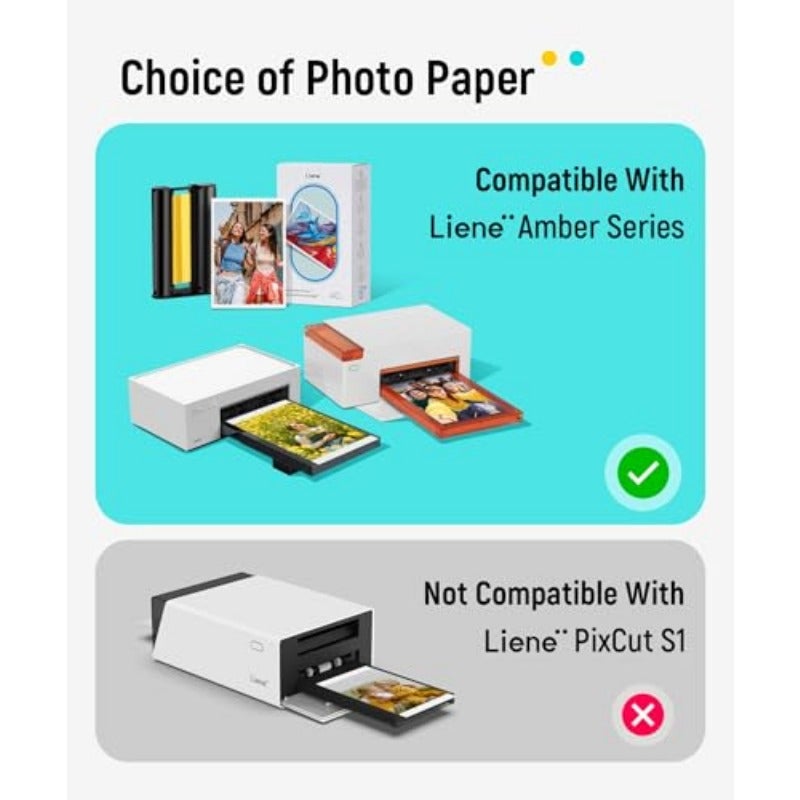 Liene 10 x 15 cm Photo Printer Paper and Cartridge Cartridge Refill and Photo Paper - 40 Pack for DHP512 DHP513 - Image 2