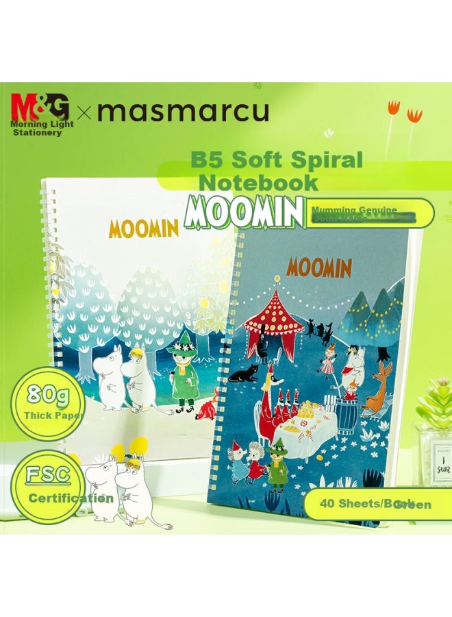 Masmarcu M&g Muming B5 Notebook, High-quality Simple Soft Spiral Notebook For Students, Error Correction Journal, Study Supplies, Green, 1 Book With 40 Sheets, Xq028666 - Image 1