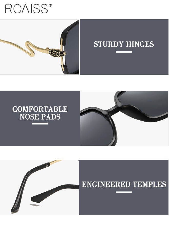 roaiss Women's Polarized Sunglasses, UV400 Protection Retro Square Sun Glasses with Snake Shaped Temples, Fashionable Anti-glare Sun Shades for Daily Wear, Cycling, Outdoor Street Photography - Image 4