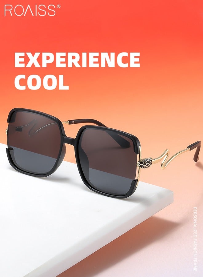 roaiss Women's Polarized Sunglasses, UV400 Protection Retro Square Sun Glasses with Snake Shaped Temples, Fashionable Anti-glare Sun Shades for Daily Wear, Cycling, Outdoor Street Photography - Image 5