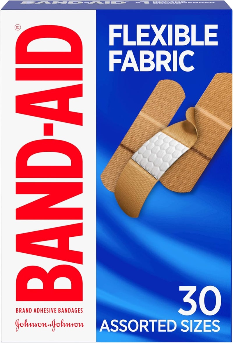 Band-Aid Brand Flexible Fabric Adhesive Bandages for Wound Care & First Aid, Assorted Sizes, 30 Count - Image 1