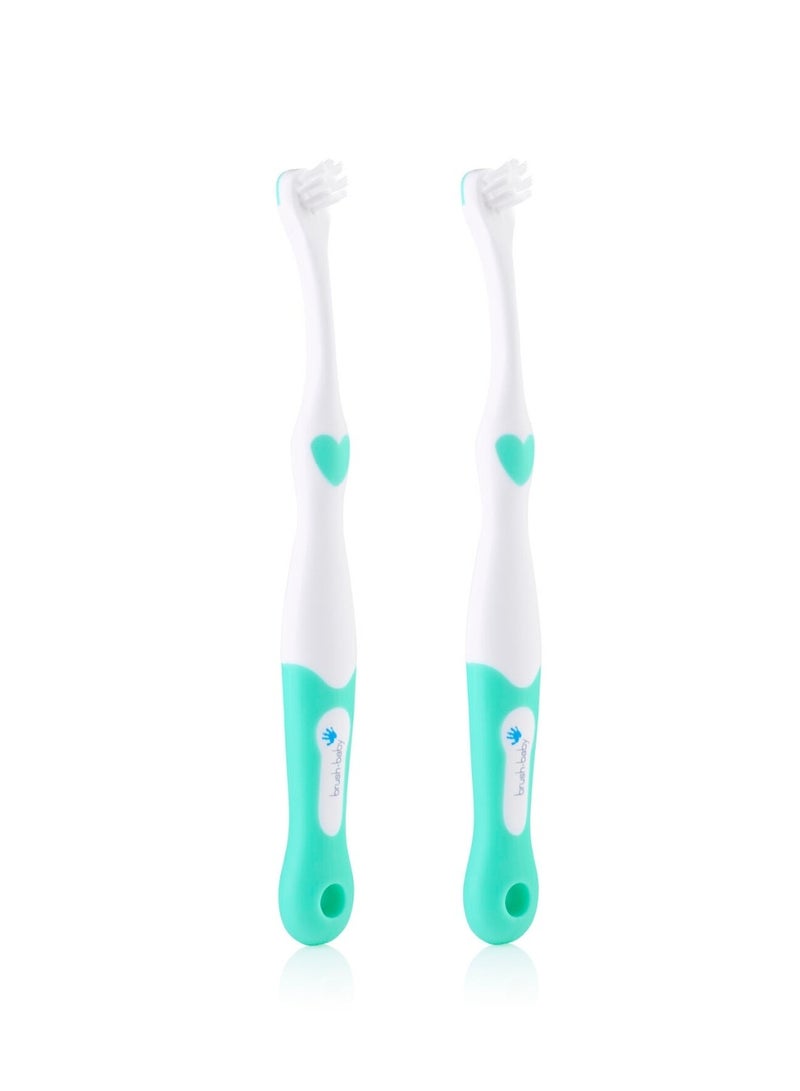 Brush-Baby Soft Bristles Baby Toothbrush | BPA Free | Pack of 2 | Assorted Colours | 0–18 Months - Image 2