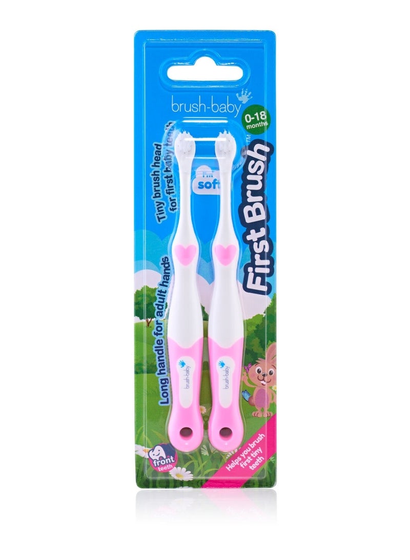 Brush-Baby Soft Bristles Baby Toothbrush | BPA Free | Pack of 2 | Assorted Colours | 0–18 Months - Image 5