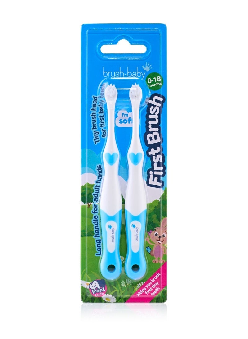 Brush-Baby Soft Bristles Baby Toothbrush | BPA Free | Pack of 2 | Assorted Colours | 0–18 Months - Image 3