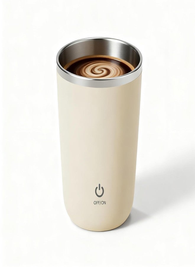 FOXNSK Self Stirring Mug, Rechargeable Auto Magnetic Coffee Mug with Auto-Stir Technology for Coffee, Milk, Cocoa, Ideal for Home, Office & Travel (A-Beige) - Image 1