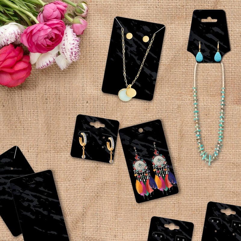 DEEPTAGS Jewellery Display Cards for Bracelet, Earring, Necklace, Jewelry, Hair Ties in Four Shapes, Black - Combo Pack of 400 PCS - Image 5