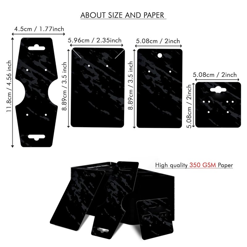 DEEPTAGS Jewellery Display Cards for Bracelet, Earring, Necklace, Jewelry, Hair Ties in Four Shapes, Black - Combo Pack of 400 PCS - Image 3