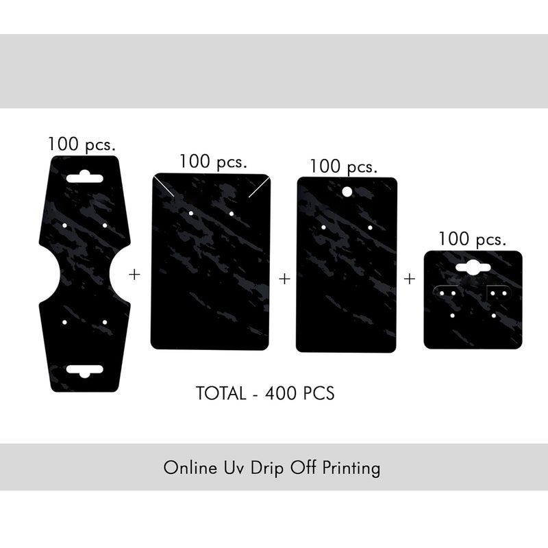 DEEPTAGS Jewellery Display Cards for Bracelet, Earring, Necklace, Jewelry, Hair Ties in Four Shapes, Black - Combo Pack of 400 PCS - Image 4