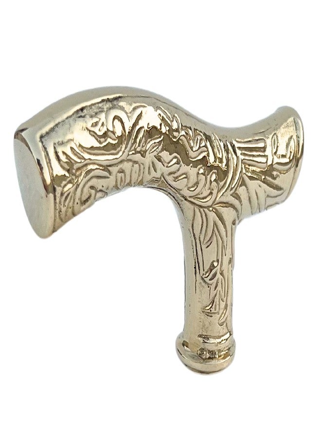 Medieval Replicas Brass Handmade 4.8” Fritz Walking Stick/Cane-Vintage-Look Brass Handles with Carved Detailing, 3.8 x 3.9 x 0.7 inches, Gold - Image 1