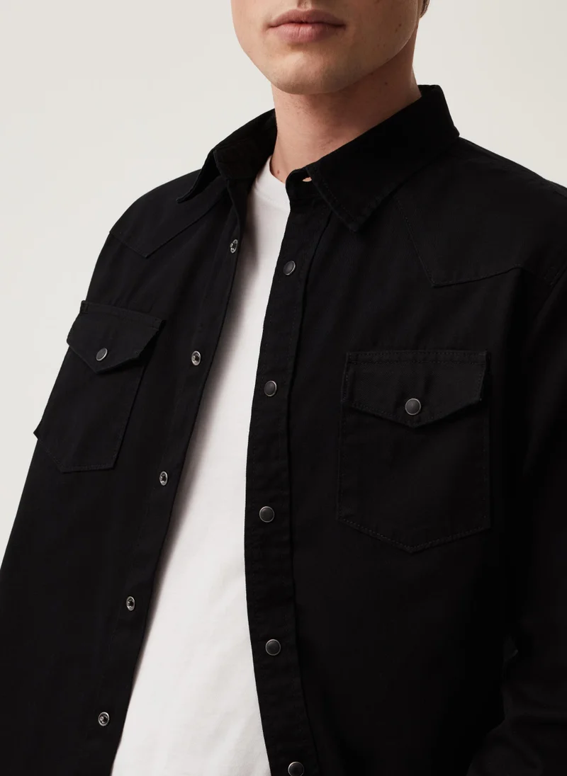 او في اس Ovs Grand & Hills Denim Shirt With Pockets